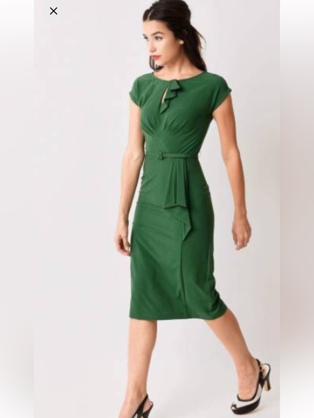 Stop Staring Kelly Green Retro 50s Inspired Feminine Hourglass Wiggle Dress M